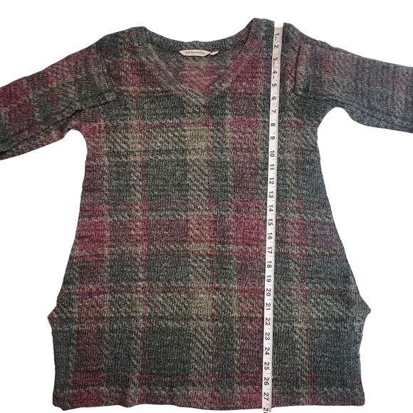 Soft Surroundings Sweater Womens Medium Green Plaid Boho Country Western Tunic - Picture 4 of 12